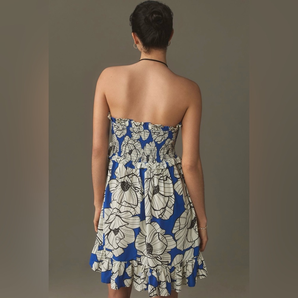 Farm Rio Strapless Smocked Ruffle Mini Dress - Picture 3 of 5